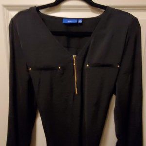 Apt 9 Long Sleeve Black Blouse w Gold Accents